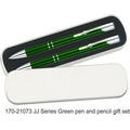 JJ Series Pen and Pencil Gift Set in Tin Gift Box - Green